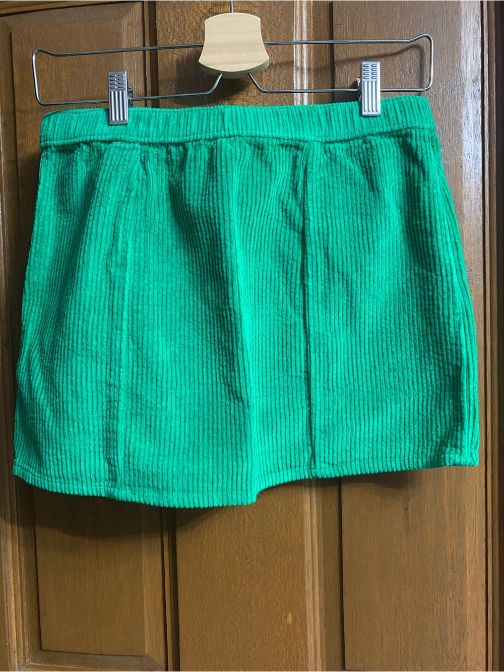 aerie Bright Green Corduroy Mini Skirt with Front Slit - Picture 3 of 5